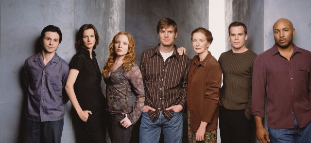 Six Feet Under starring Rachel Griffiths, Peter Krause, Michael C.Hall, Frances Conroy, Lauren Ambrose, Freddy Rodriguez, Mathew St. Patrick, Justina Machado, Jeremy Sisto and James Cromwell